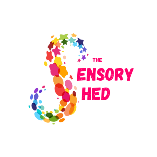 The Sensory Shed logo featuring a colorful 'S' shape with rainbow stars the 'S' used for both "sensory" and "shed"